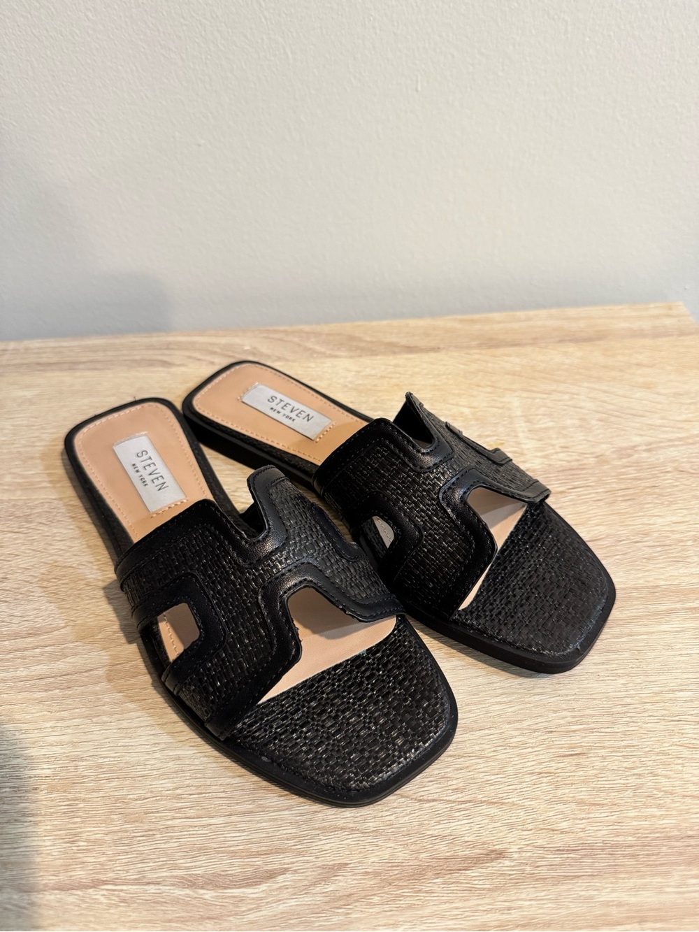 Nordstrom Black Woven Slide Mules